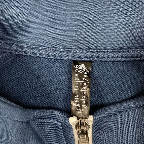 Adidas Golf Jacket Men's Full Zip French Terry 3 Stripe Navy Size 2XL XXL - Picture 5 of 5